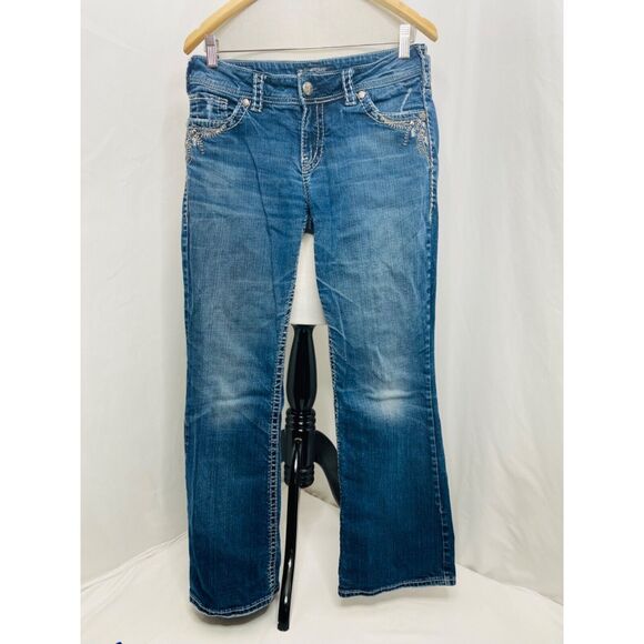 Silver Suki Women’s Jean’s Blue Denim Bootcut Western Glove Works Size 29 X 30 - Picture 2 of 10